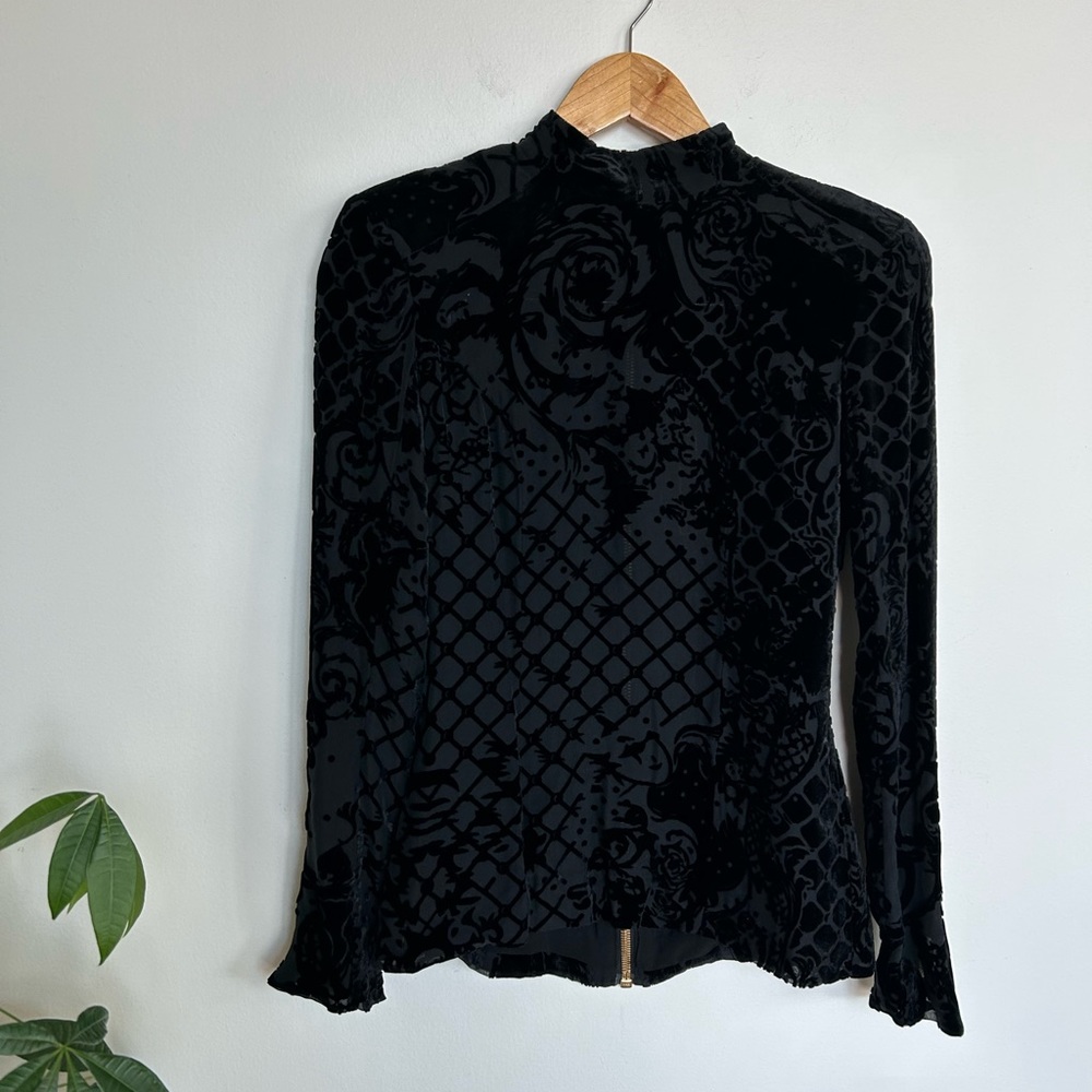 NWT Balmain x H&M Velvet Viscose Silk Long Sleeve Top Size EU34 Fits XS Size 2 - Picture 3 of 12